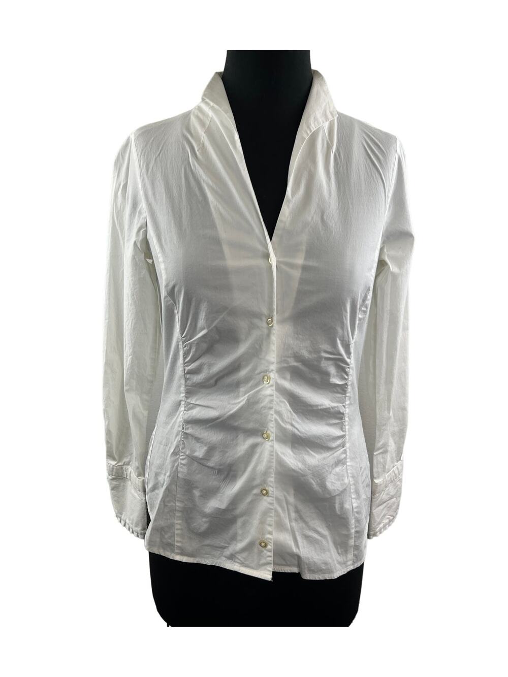 SEIDENSTICKER White Cotton Long Sleeve Stand Collar Button Down Shirt Size 34